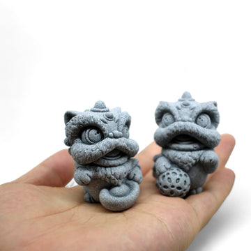 Mini Cute Stone dancing lion Statues