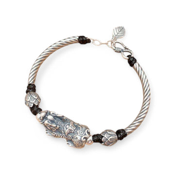 Silver Pixiu Bracelet - Lotus