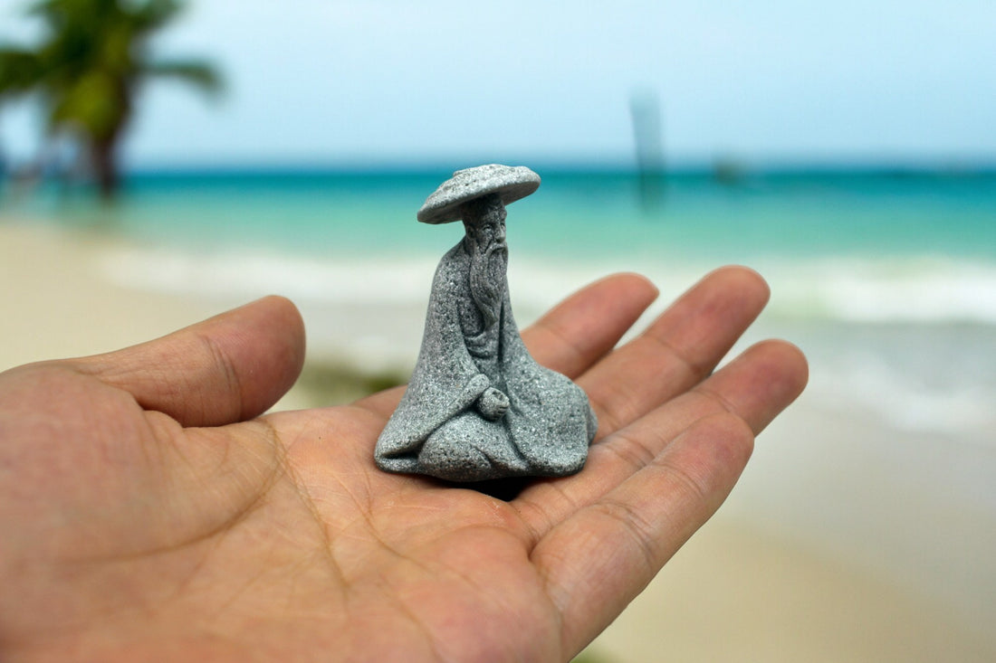 Oriental Fisher Man Stone Figurine