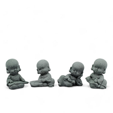 Stone Cute Monk Figurines - The Four Arts of the Chinese Scholar