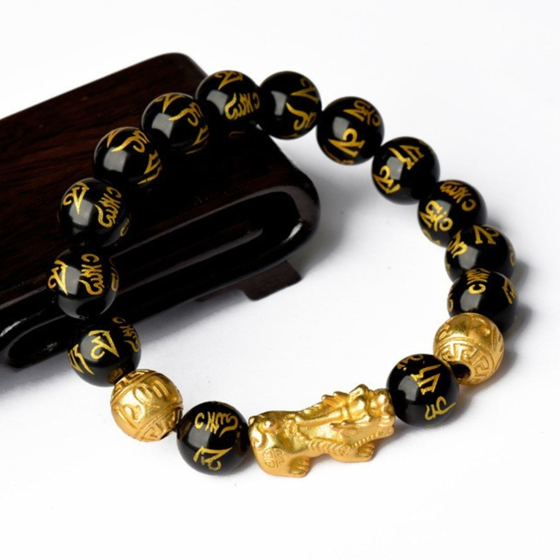 Tibetan Black Obsidian Pixiu Bracelet - Amitabha