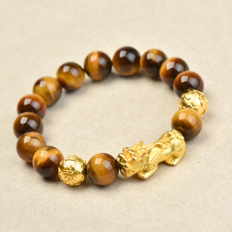 Tiger Eye Beads Pixiu Bracelet - Winner Luck