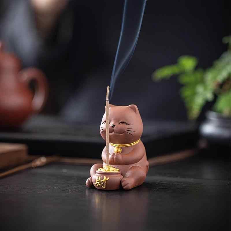 Incense Holder - Wealth Fuku Cat