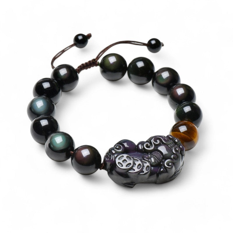 Black Obsidian Pixiu Bracelet - Dark Jade