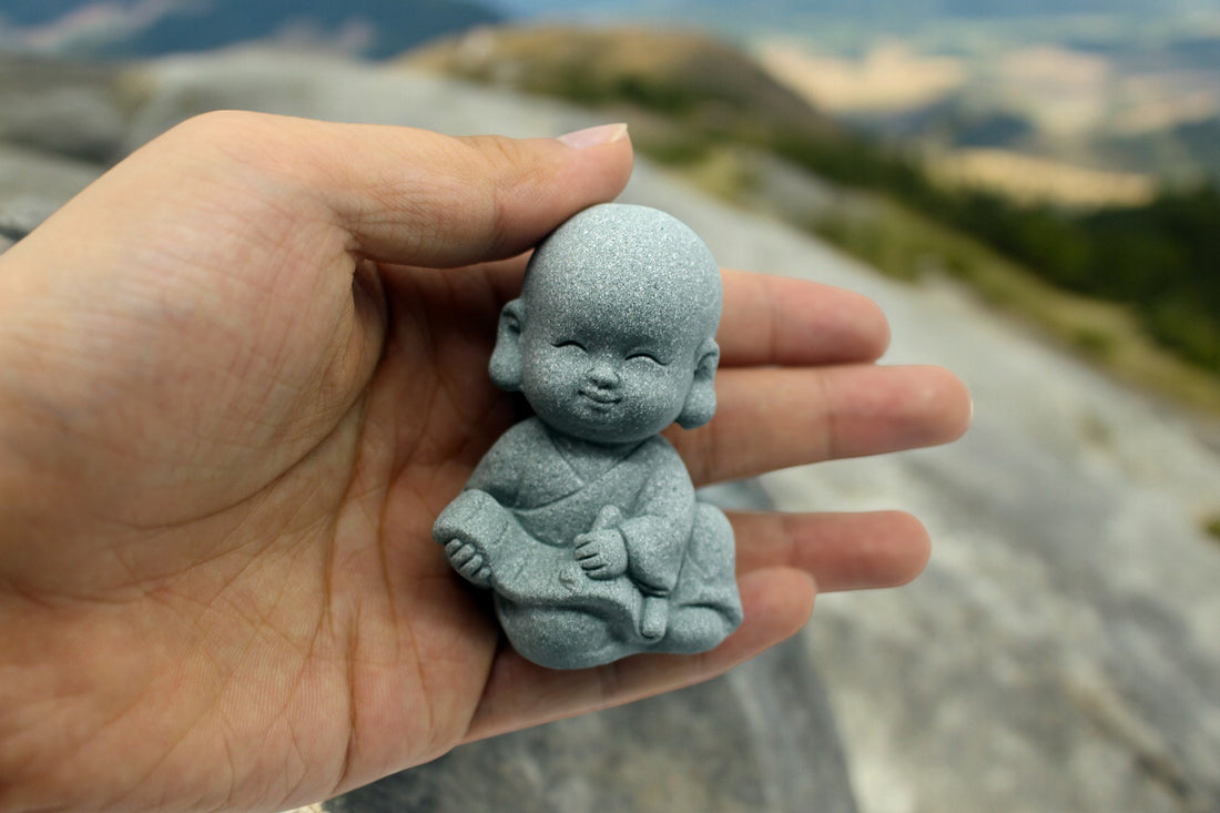 Stone Cute Monk Figurines - The Four Arts of the Chinese Scholar