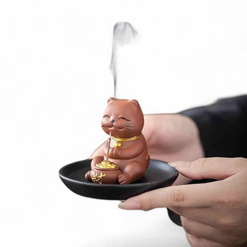 Incense Holder - Wealth Fuku Cat