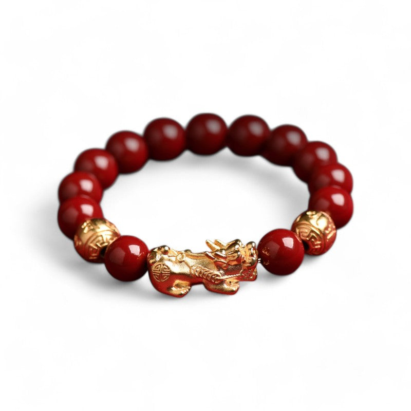 Cinnabar Pixiu Bracelet - Ichi Luck