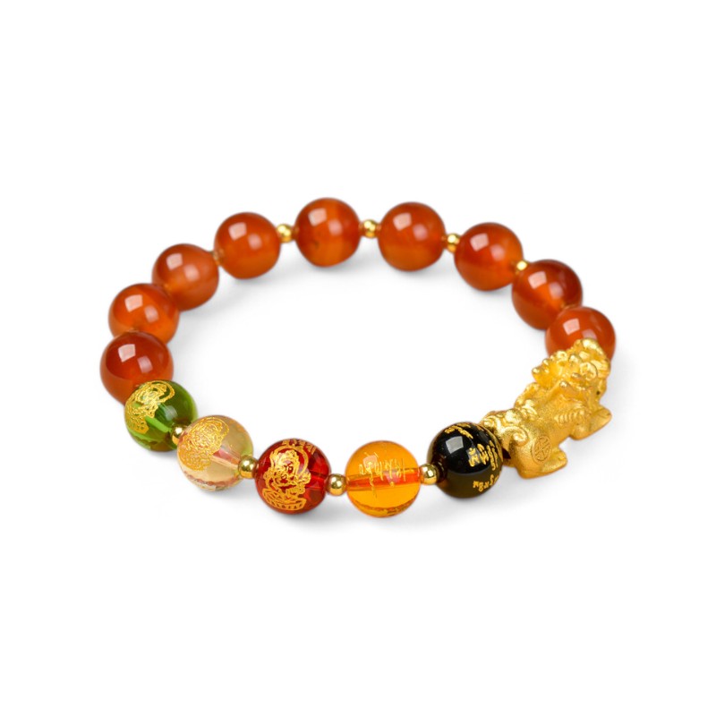 Agate Pixiu Bracelet - Five Wealth Gods