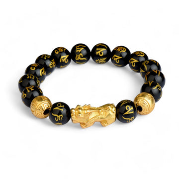 Tibetan Black Obsidian Pixiu Bracelet - Amitabha